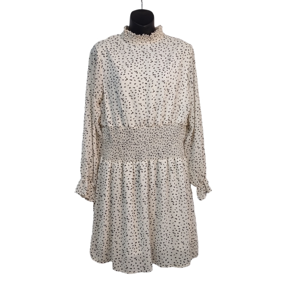 She + Sky White Black Long Sleeve Dress Size M NWT
